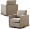 Aoiy &amp Wifon 30.7 W Swivel Accent Chair Set of 2 Mid Century Modern Swivel Chairs for Living Room Comfy Small Accent Chair Wavy Chenille Taupe