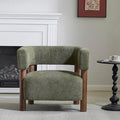 Christopher Knight Home Carly Low Profile Accent Chair Round Backrest Side Chair Living Room Armchair with Boucle Fabric CushionComfy Reading Chair for BedroomWooden Single Lounge SofaOlive Green
