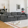 Esright 110 Oversized Sofa for Living Room Cloud Boneless Couch with Fluffy Seat Cushions 3 Seater Upholstered Floor Sofa No Assembly Required Grey