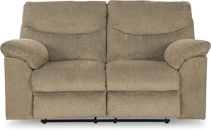 Signature Design by Ashley Alphons Transitional Tufted Reclining Loveseat Light Brown