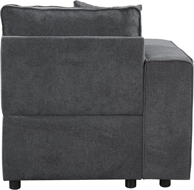 Grey Left Facing Accent Chair Modern Armchair with Loose Back &amp Throw Pillows Comfortable Lounge Chair for Office or Living Room
