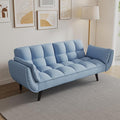 Olela Futon Sofa Bed Convertible Sleeper Couch 74 W Modern Velvet Loveseat with Adjustable Backrests and Solid Wood Legs for Living Room Bedroom Small Space (Light Teal)