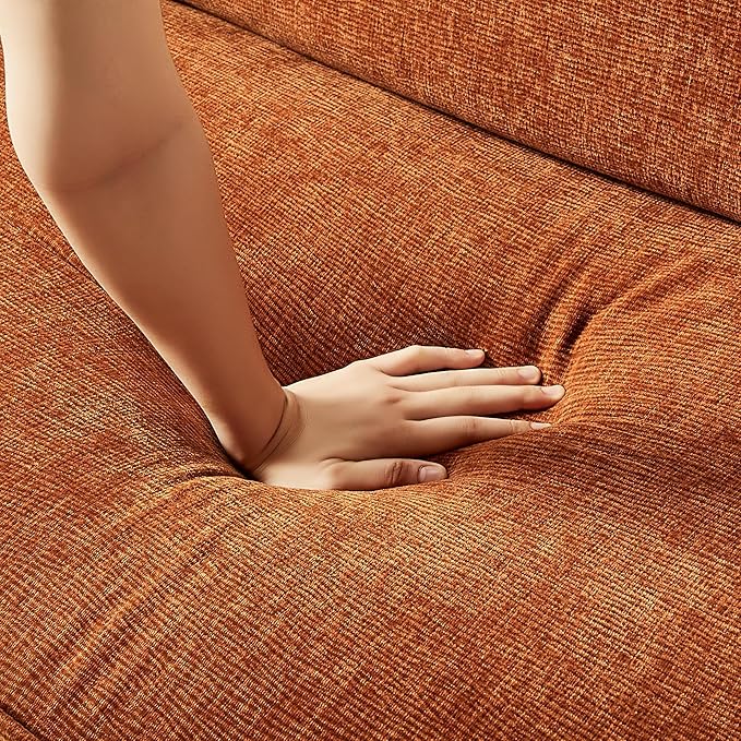 VANOMi 92.9 Sofa Couch for Living Room Modern Comfy 3-Seater Cloud Sofas Chenille Small Couches for Small Spaces Upholstered Deep Seat Couch for Bedroom Apartment (Curry)