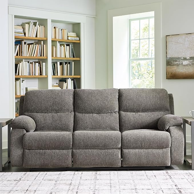 Signature Design by Ashley Scranto Contemporary Manual Reclining Sofa Gray