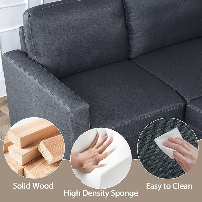Sleeper Sofa Couch with Pull Out Bed L Shaped Couch Bed with Storage Sectional Sleep Couches Convertible Sleeper Sofa Beds W/Reversible Chaise&ampBack Cushion for Living Room Grey