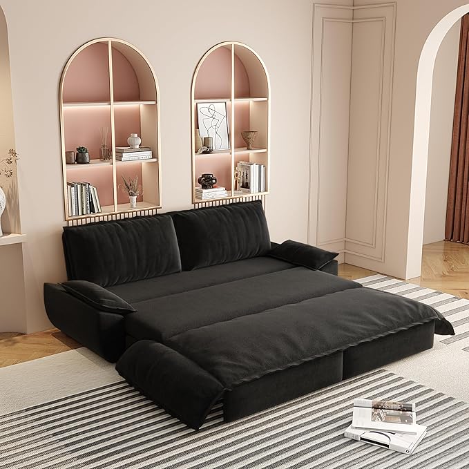 73.2 Oversized Convertible Loveseat Sleeper Sofa Bed for Living Room Queen Size Pull Out Sofabed 3 in 1 Cloud Upholstered Pullout Lounge Sofa Couch with Pillow-top Armrest