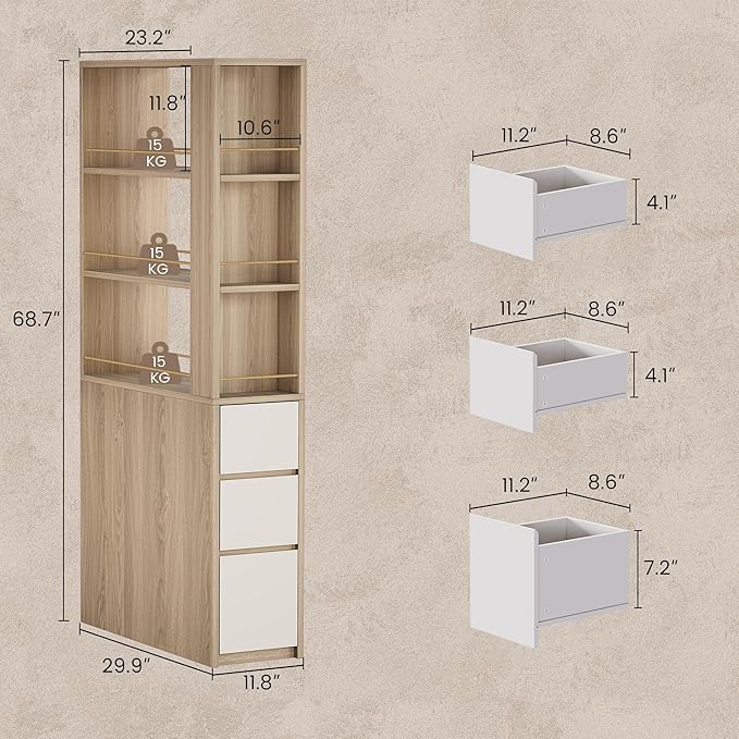 Electric Standing Desk with 3-Drawer Bookcase Adjustable Height Executive Desk Home Office Workstation with A Engineered Wood 1.18 Solid Desktop 71'' Corner Bookshelf White Walnut