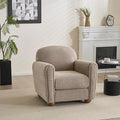 Christopher Knight Home Peysz Modern Accent Chair Boucle Upholstered Armchair with Rounded Wooden Legs Comfortable Single Sofa Soft Cushion Seating Lounge Chair Indoor Light Brown