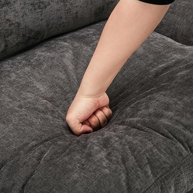 31.9 Oversized Cozy Upholstered Armchair Chenille Fabric Cloud Sofa Double Cushion Single Sofa Plush Cushion Armchair for Living Room Office Apartment (Grey-1c)
