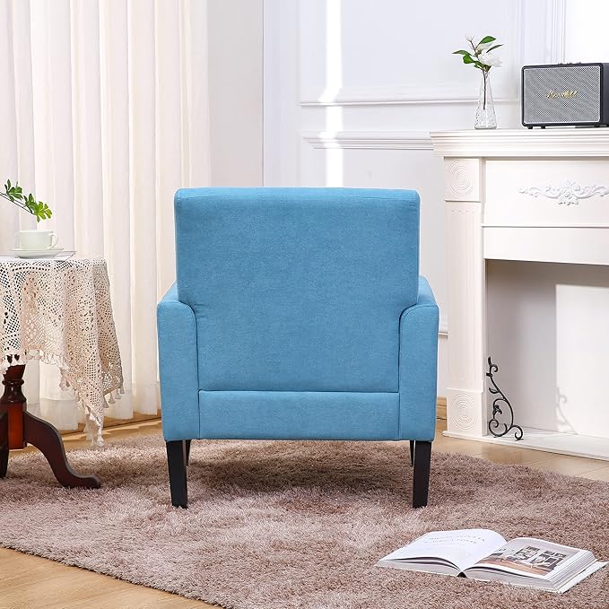 Generic Fabric Accent Chair for Living Room Bedroom Button Tufted Upholstered Comfy Reading Accent Chairs SofaBlue