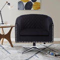 Swivel Barrel Chair Living Room Chair with Nailheads and Metal Base