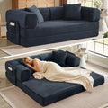 Boneless Couch Folding Couches for Living Room Sofa Futon Sofa Bed with Sleeper Sofa Futon Couch with Fixed-Shape Oversized Corduroy Upholstered (Dark Gray 81 Inches)