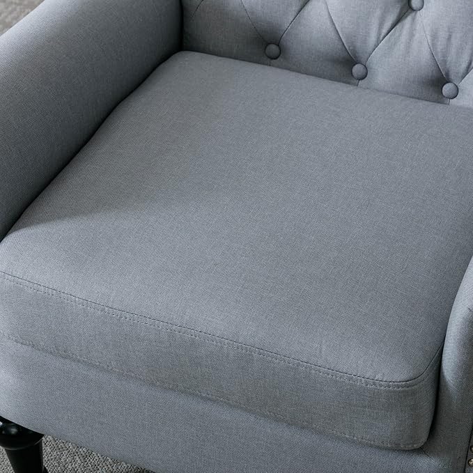 Upholstered Accent ChairsMid Century Armchair Sofa ChairsComfy Living Room ChairButton Tufted Reading Chair for Living Room BedroomStudy (2 Grey)
