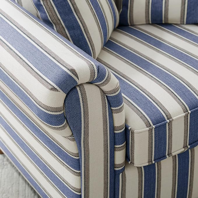 VANOMi 40 W Oversized Accent Chair Oversized Reading Chair for Living Room Comfy Reading Nook Chairs for Bedroom Upholstered Large Chair Armchair Single Sofa for Small Space (Navy Stripe)