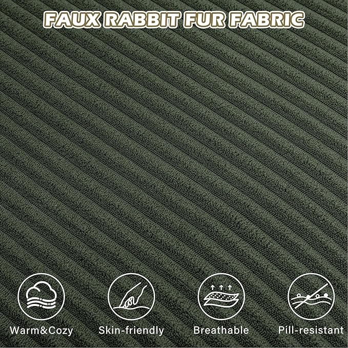 82 Loveseat Sofa Comfy Corduroy Fluffy Couch with Deep Seat Upholstered 2-Seater Sofa Bed for Living Room Bedroom Green