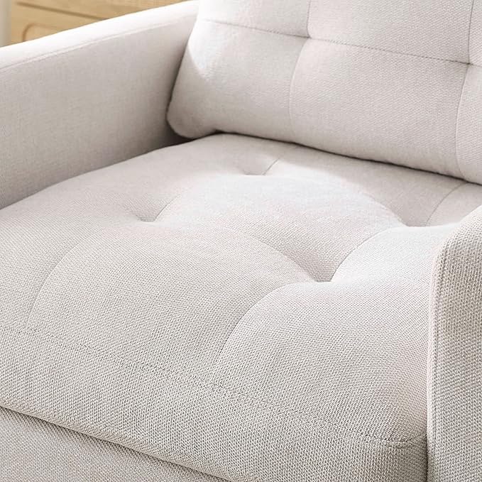 Modern Fabric Single Sofa Chair Living Room Chair Comfortable Armchair with Solid Wood Legs Tufted Chair for Reading or Lounging