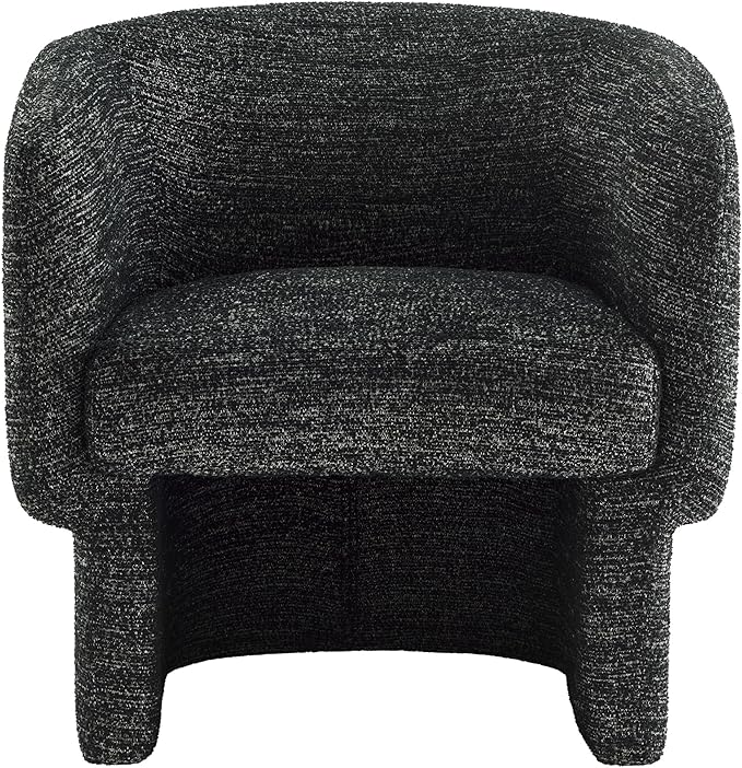 Modway Muse Comfy Barrel Accent Chair in Charcoal Boucle Fabric Cozy Round Reading Armchair – Upholstered Living Room Chair with Curved Back