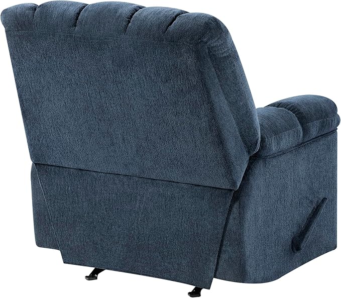 Lexicon Chenille Rocker Reclining Chair for Adults Rocker Pull Handle Recliner Nursery Chair for Living Room/Bedroom High Back Pillow Top Arms High Density Foam Cushions Blue