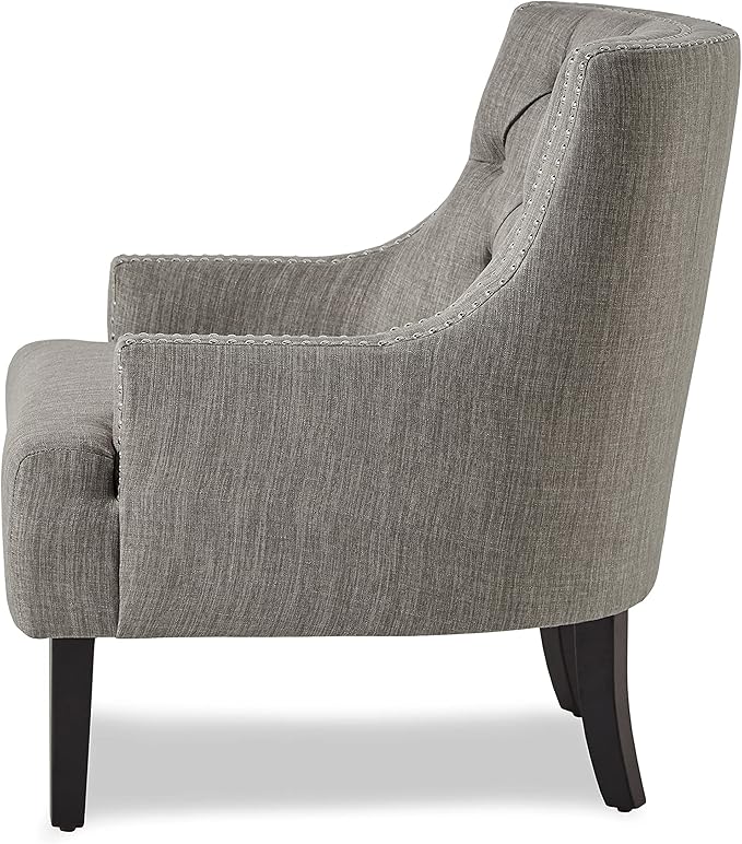 Lexicon Accent Chair Reading Chair Comfy Chair for Bedroom Upholstered Armchair with Solid Wood Frame Tufted Cushion Nail Head Trim Single Sofa Chair for Living Room Office Tan Chenille