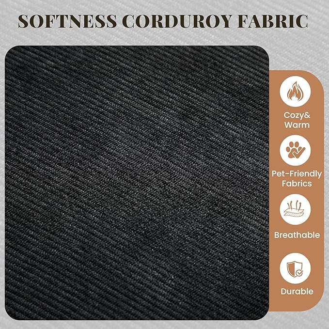 Cloud Sectional Boneless Couches for Living Room Modular L Shaped Couch with Deep Seat Oversized Right Facing Chaise Memory Foam Compressed Spineless Sofa for Bedroom Fine-Striped Black | Washable