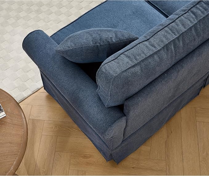 Modular Sectional Sofa SetConvertible L Shaped Couch5 SeatReversible Sectional Sofa CouchUpholsteredCorner SofaRolled ArmsSoft Linen Fabric (Blue)