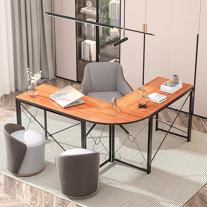 VECELO 39.4 Folding Computer Desk Simple Laptop Table Home Office Workstation for Reading Writing No Assembly Needed Small Space Rustic Brown（2pack）