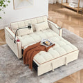 Dreamzie 3 in 1 Convertible Sleeper Sofa Bed Pull Out Couch for Living Room with Swivel Phone Stand Loveseat Sleeper with Side Pocket | Adjustable Backrest | USB Port | Cup Holder(Fabric Beige)
