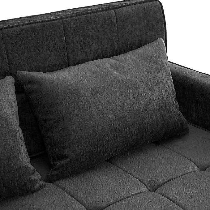 Zateety 3-in-1 Loveseat Sofa Bed Adjustable Backrest 56.9 Pull Out Sofa Bed Soft Chenille Sofa Couch with Large Pockets and Lumbar Pillows Sleeper Couch for Small Space