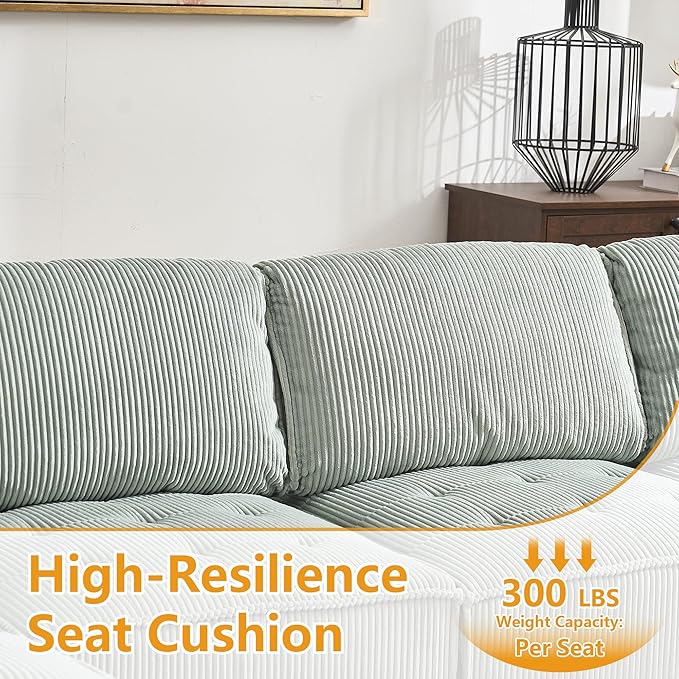 121 Inch Cloud Modular Sectional Sofa Oversized U Shaped Modular Couch with Reversible Chaise 6 Seat Comfy Convertible Sectional Sofa with Ottoman for Living Room Mint Green