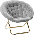 Milliard Saucer Chair for Adults Teens &amp Kids Light Grey Faux Fur XL Circle Chair for Bedroom Dorm &amp Gaming Foldable Comfy Accent Seat for Small Spaces Folding Moon/Mushroom/Round Style