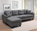 Wakefit Sectional Sofa Couch Modern 4-Seaters Living Room Furniture Sets with Reversible Chaise Lounge &amp 2 Pillows | L Shape Couch | Cup Holders | Linen Fabric Gray