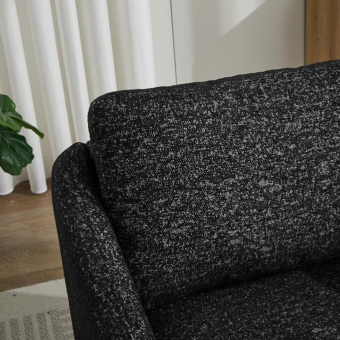 Moden Swivel Accent Chair 360 Degree Round Swivel Barrel Chair with Pillow Upholstered Comfy Barrel Armchair Single Club Sofa Chair for Living Room Bedroom Reading Room (Black)