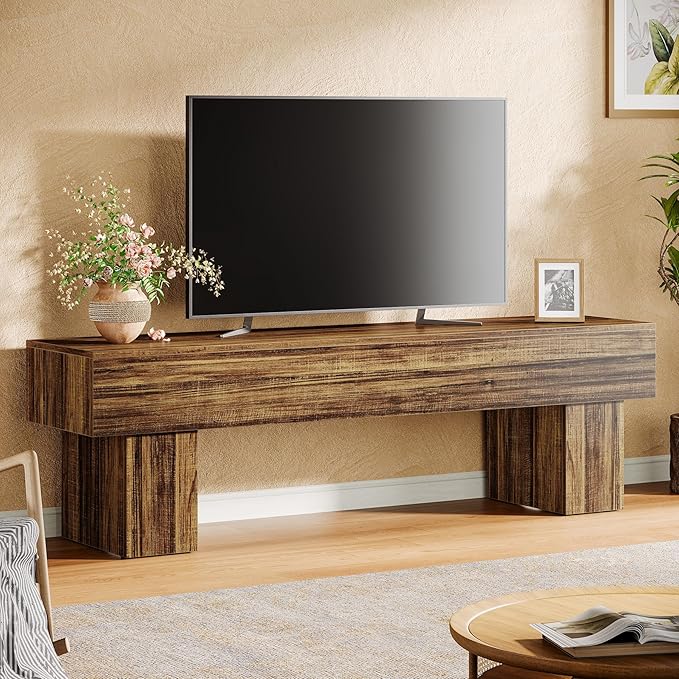 Tribesigns 63 TV Stand Farmhouse Entertainment Center Low TV Console Table for Living Room Long Media Console Television Stands for 55/60/65 Inch TV