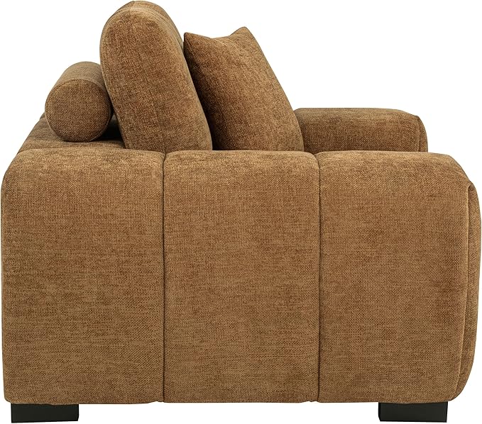 Coaster Home Furnishings - Octavia - Fabric Upholstered Track Arm Accent Chair with Curved Shape Tufted Waterfall Seat and Reversible Back Cushion - Living Room - Amber - 509343