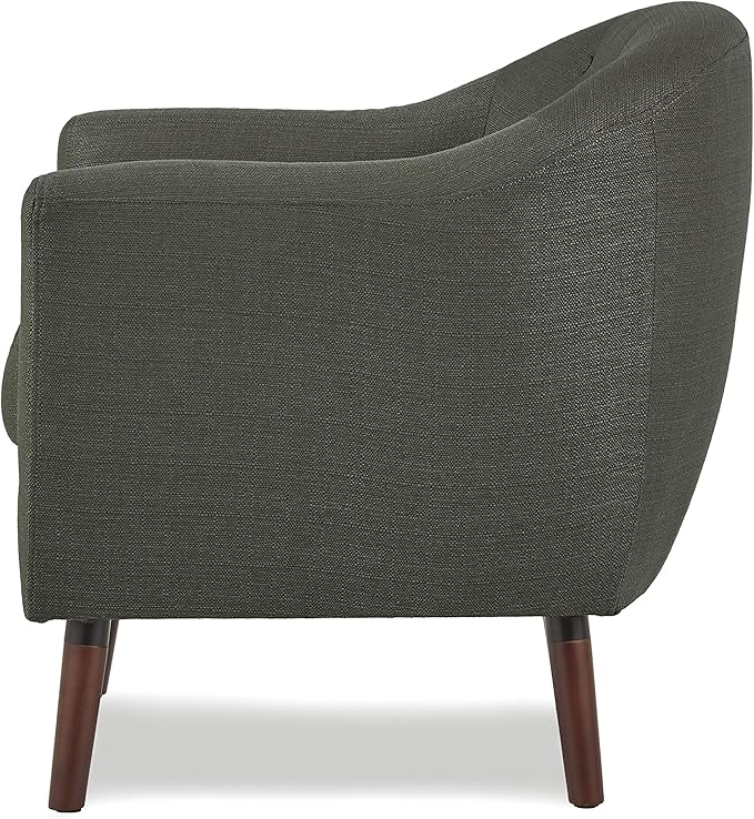 Homelegance Lucille Modern Accent Chair Upholstered Reading Chair with Button-Tufted Back Sloped Arms Removable Seat Cushion Cover and Espresso Wood Legs for Living Room Bedroom or Office Gray