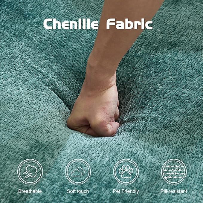 Folding Sofa Bed Convertible Floor Sleeper Chair Comfy Futon Floor Couch 2 in 1 Pull Out Single Boneless Sofa for Living Room Bedroom No Assembly (Chenille Dark Green)