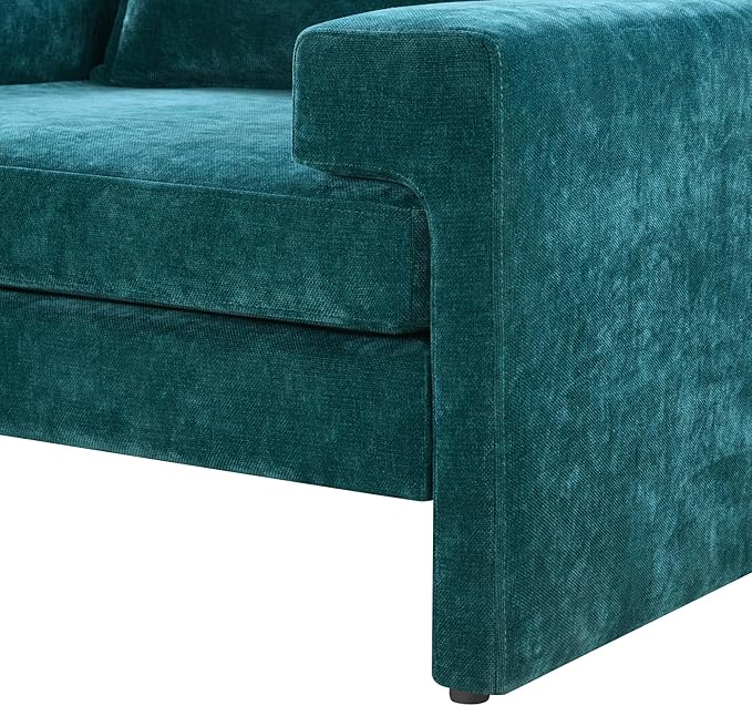 Christopher Knight Home Aylen Modern Chenille Upholstered Accent Chair with Wide Armrests Wooden Living Room Club Chair Bedroom Comfy Reading Chair with Back Pillow Teal Green