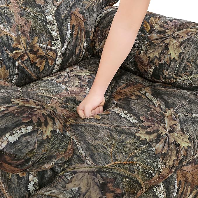 Lexicon Glider Recliner Chair with Lever Handle Textured Microfiber Manual Recliner Plush Stitching Cushion Pillow Top Arms Rustic Armchair for Cabin/Living Room Easy Assembly Camouflage
