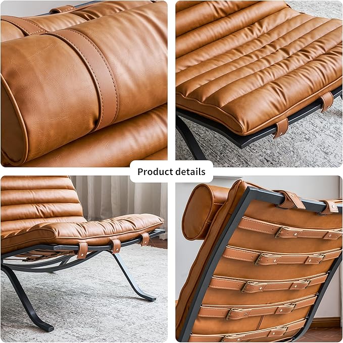 Leather Upholstered Armless Chair Modern Design Luxury Lounge Chair (Brown)