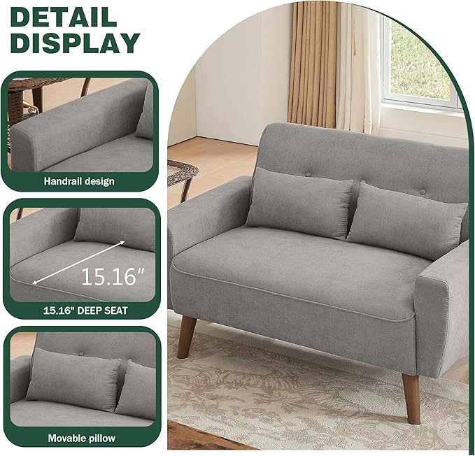 79 Convertible Sectional Sofa Set Modern Linen Small L Shaped Couch with Reversible Chaise and Loveseat Sofa 3-Seat Sofa Couches for Living Room Office Apartment Light Grey