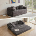 4-in-1 Folding Convertible Sleeper Sofa Bed81 Plush Corduroy Boneless Couch Pull Out BedsLoveseat Floor Futon for Small Spaces Living Room Bedroom ApartmentGrey