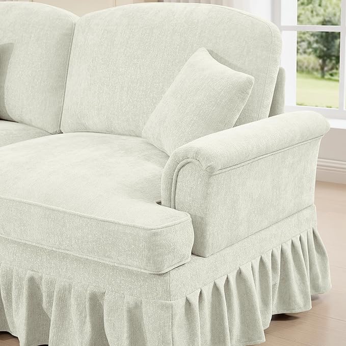 107'' Elegant U Shaped Chenille Mid Century Sectional Sofa Comfy Oversized 5 Seater Cloud Couch with Flared Arms and 2 Ottomans for Living Room