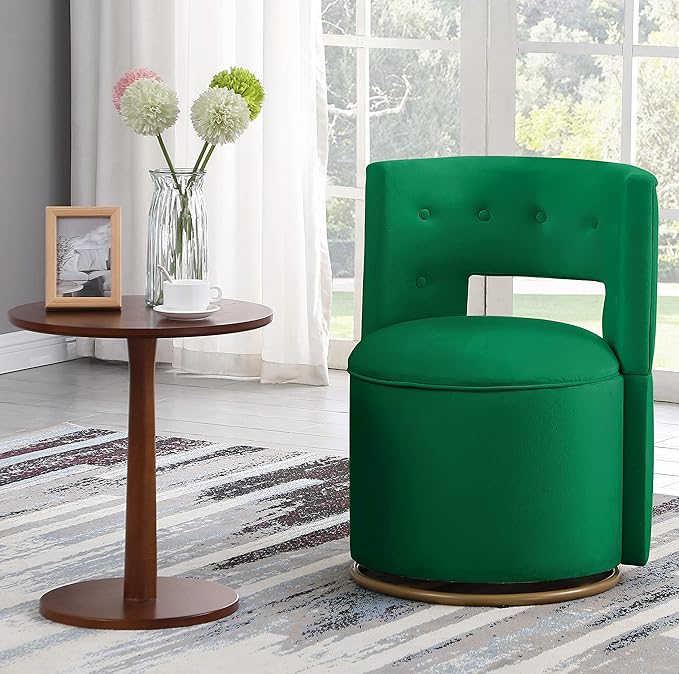 360° Swivel Accent Chair with Storage Function Velvet Curved Chair with Gold Metal Base for Living Room Nursery Bedroom [Video]