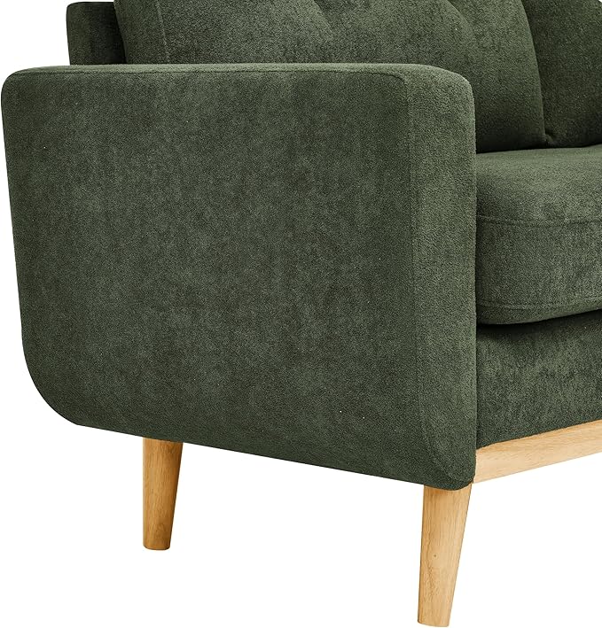 67.7''Mid-Century Modern Sofa Couch Upholstered Tufted Loveseat Sofa with Solid Wood Legs 2 Seat Small Couch with Thick Padded Cushions Comfy Couches for Small Spaces Bedroom Living Room Green