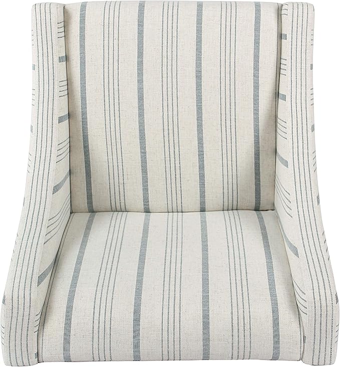 Homepop Home Decor Upholstered Classic Swoop Arm Accent Chair Accent Chairs for Living Room &amp Bedroom Decorative Home Furniture Ivory &amp Gray Stripe
