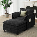 Accent Sofa Chair with Storage Ottoman Cloud Sigle Couch with Side Pocket for Living Room Bedroom and Apartment Dark Grey