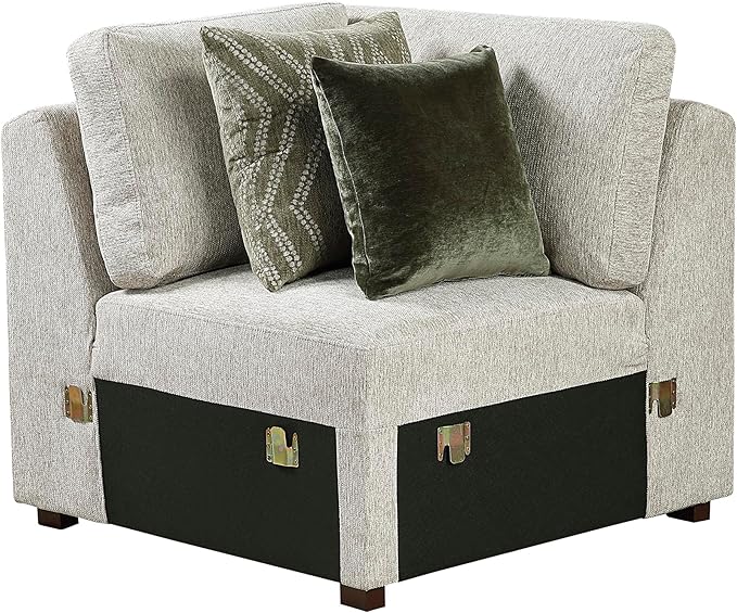 Lexicon Modular Sectional Sofa Module for Sectional Couch Corner Seat 2 Pillows Removable Back Cushion Cover Microfiber Sand