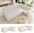106.7 Sectional Sleeper Sofa with Pull Out Couch Modern 7 Seat U Shaped Modular Couch Sectionals Modular Sofa with Storage Comfy Sectional Couches for Living Room &amp Apartment Light Beige