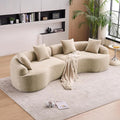 110'' Modern Curved Sofa Sectional Arc 4-Seater Foam Couch Compressed in-a-Box Boneless Cloud Couch with Extra-Deep-Wide Seats in Comfortable Chenille No Assembly Apricot Taupe