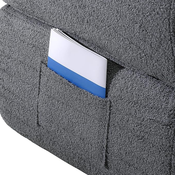 Convertible Folding Sofa Bed79”Full Size Floor Sleeper Boneless CouchTeddy Velvet Full Foam Futon Loveseat for Living Room BedroomNo Assembly Required (Grey)